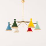 Italian mid-century colourful chandelier attributed to Arredoluce, 1950s