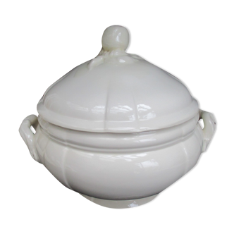 Old soup tureen Sarreguemines ivory
