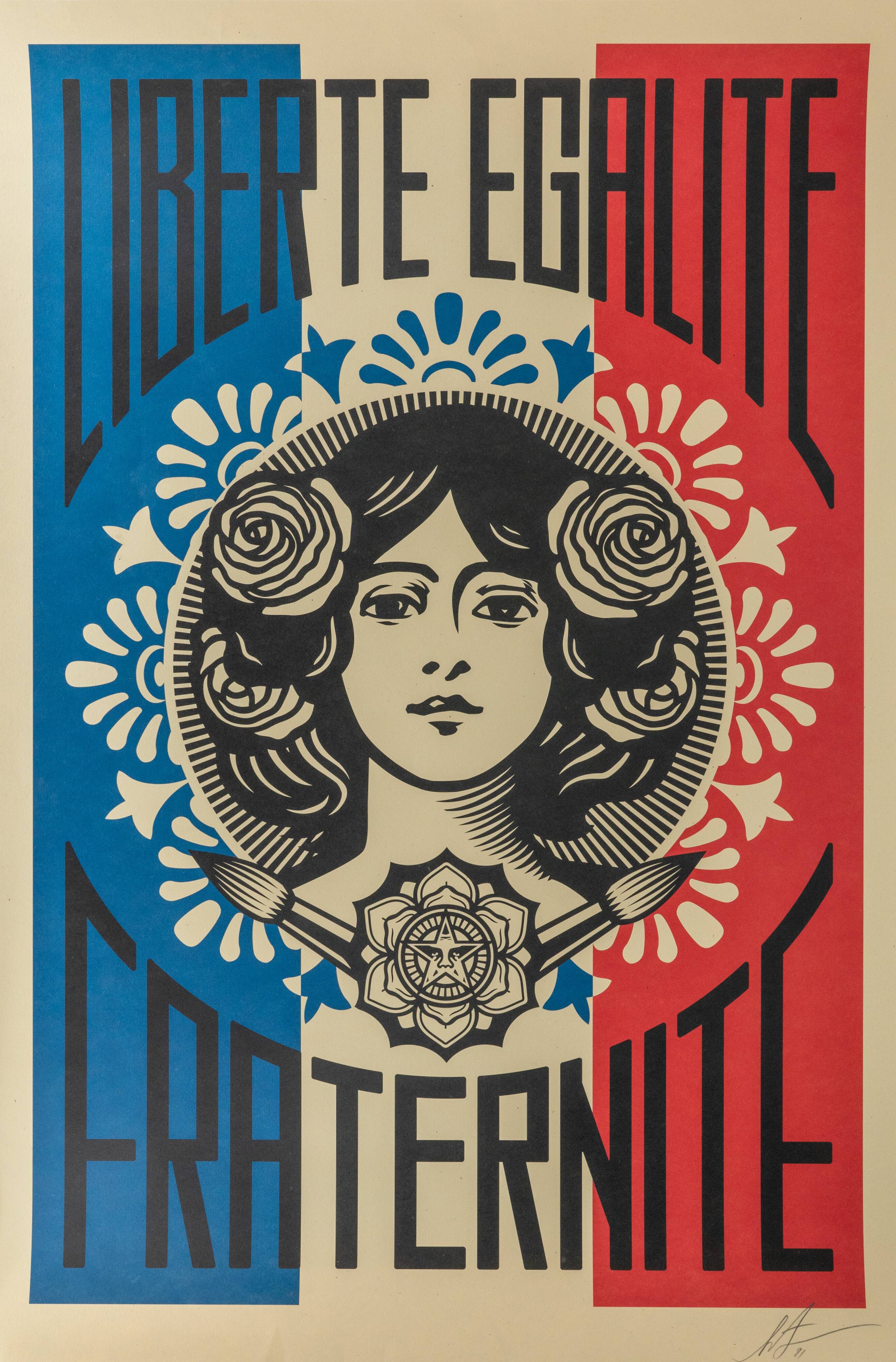 Shepard Fairey (Obey Giant): Liberty, Equality, Fraternity - Signed lithograph