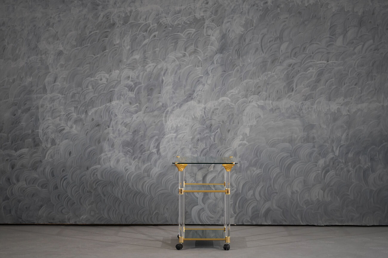 Vintage brass and lucite serving trolley, France 1960s