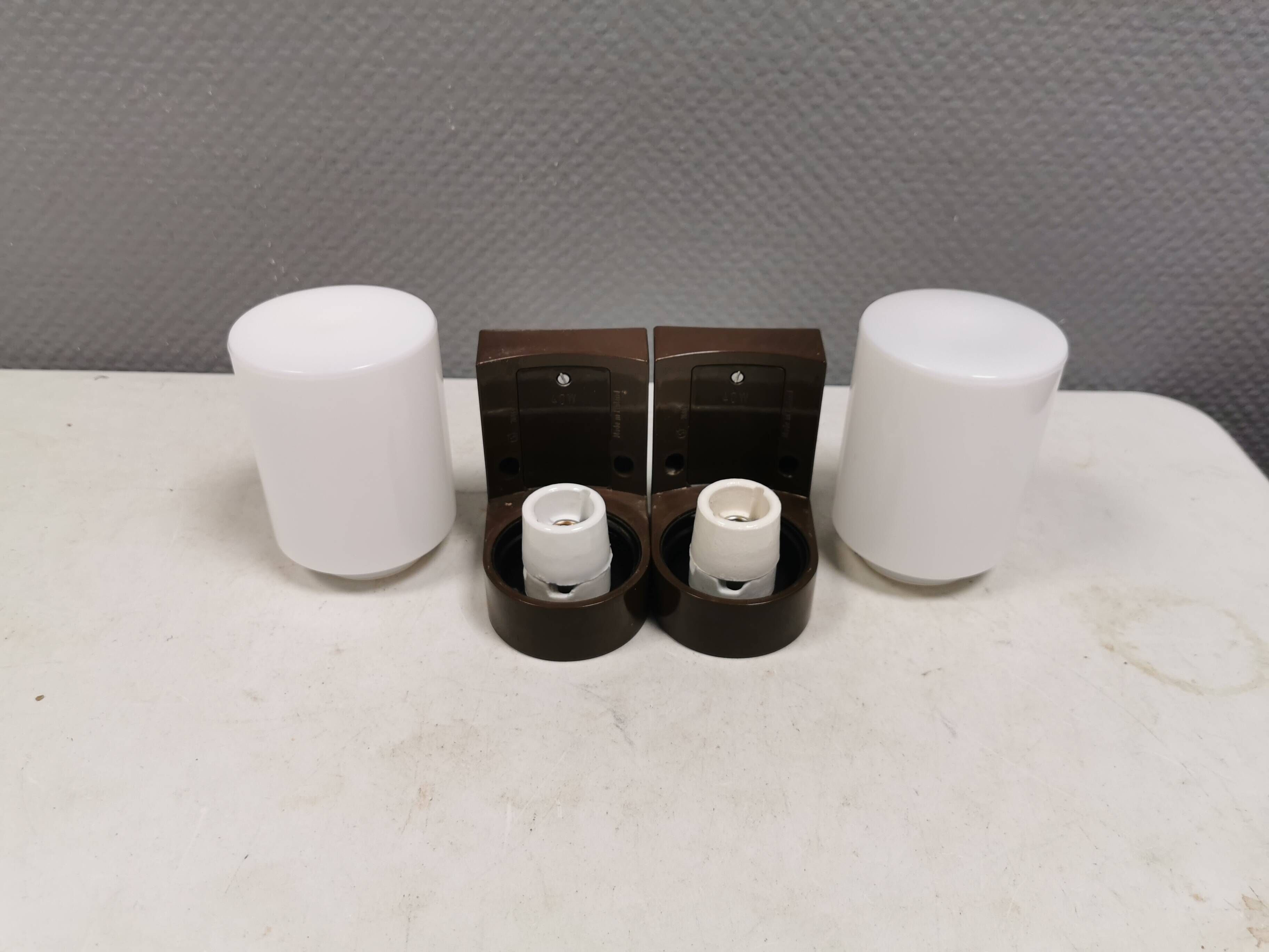 A set of vintage Wall Lamps in ABS Plastic and White Glass, Finland 1980s