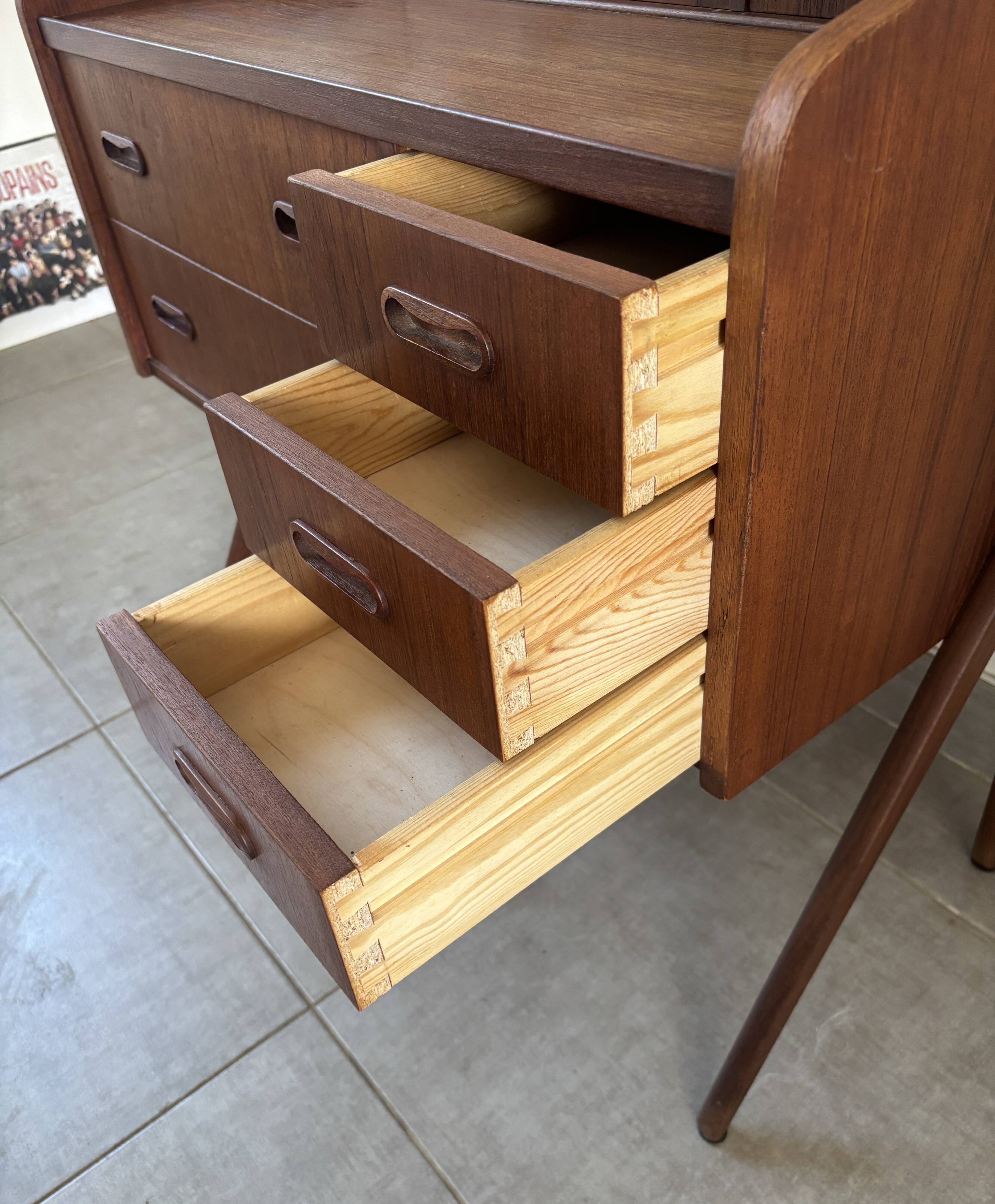 Vintage Danish teak hairdresser from the 1960s stamped Ag Spjel Kobber.