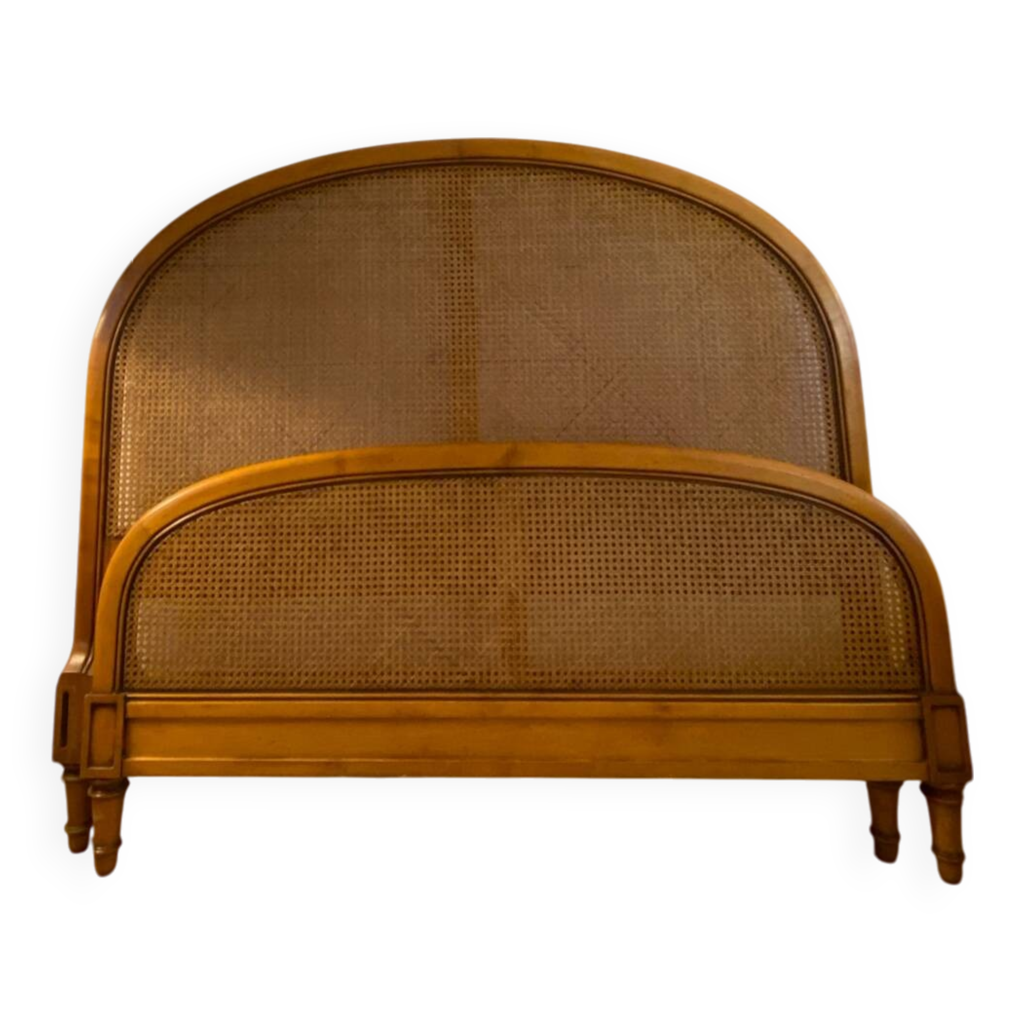 Solid oak and rattan headboard