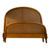 Solid oak and rattan headboard