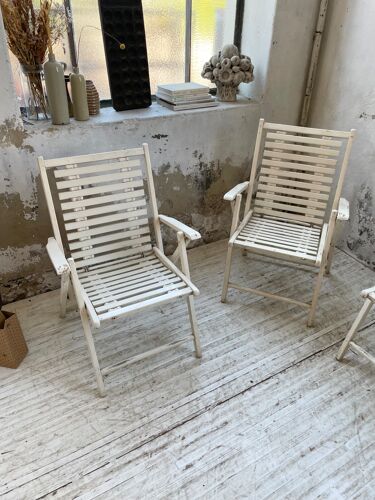 4 chaises de jardin bois blanc