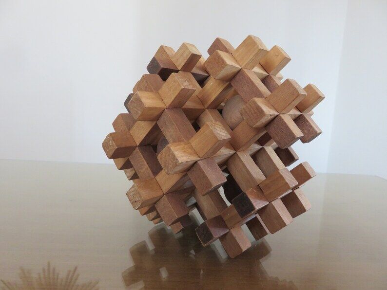 Wooden puzzle, multiboules, gadget from the 70s