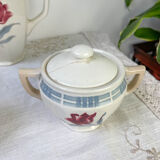 Vintage tea set in Sarreguemines flowered earthenware, "Troyes" model