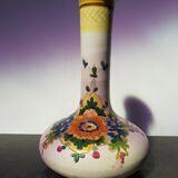 Ancient ceramic vase enamels decor flowers made in italy vintage
