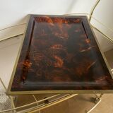 Large serving tray in lucite and brass circa 1970