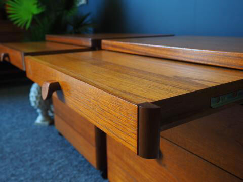 Mid century stag bedside cabinets tables in teak