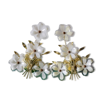 Two Eglo wall lights with vintage Murano flowers 70/80