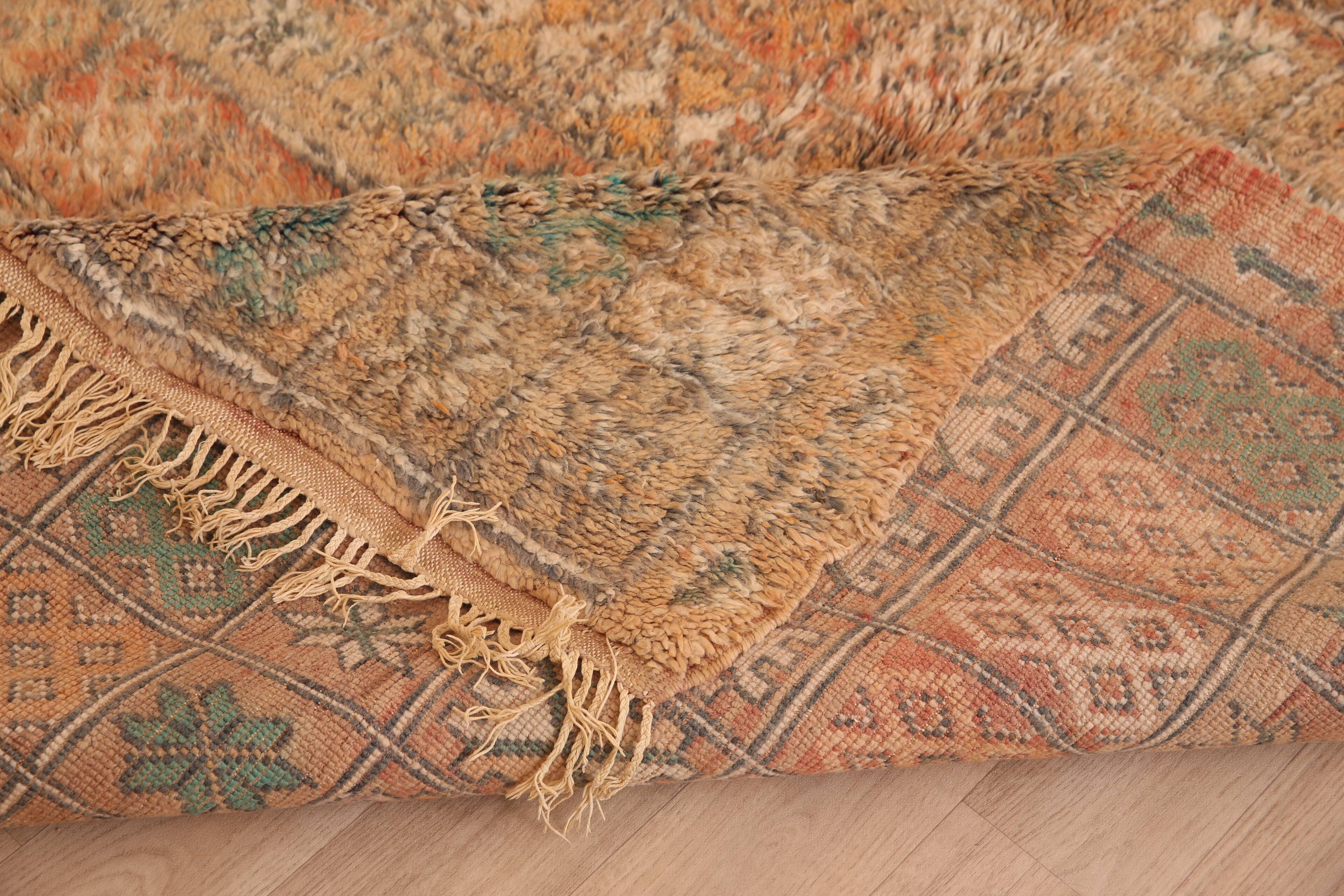 Peach Vintage Moroccan Rug 178 x 264 cm, Berber Wool Rug, Handmade Boho Rug