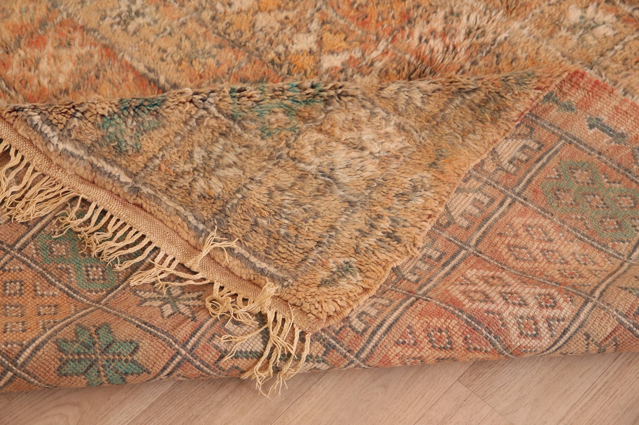 Peach Vintage Moroccan Rug 178 x 264 cm, Berber Wool Rug, Handmade Boho Rug