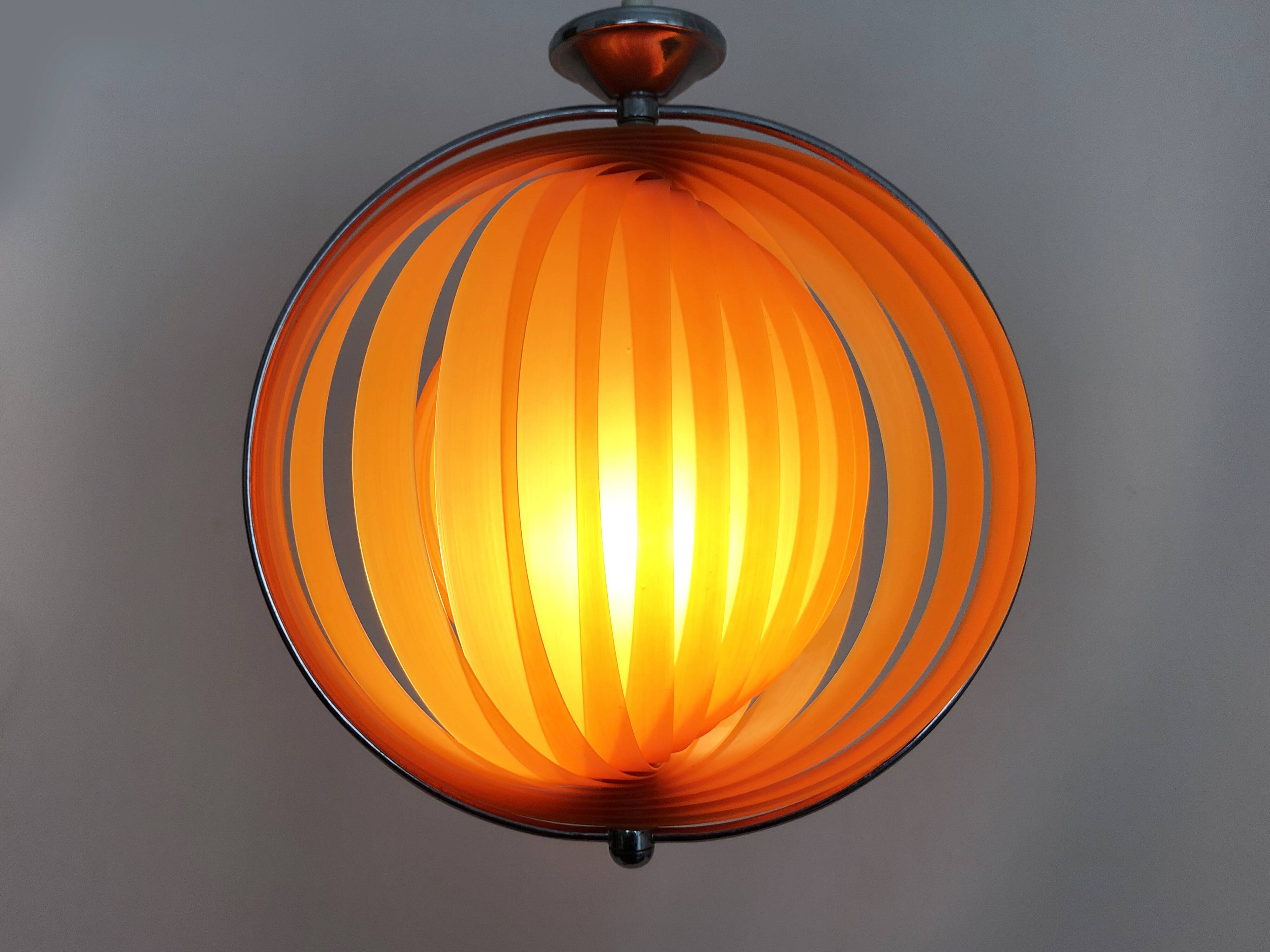 Vintage Christian Koban “Moon” orange pendant light, 80s