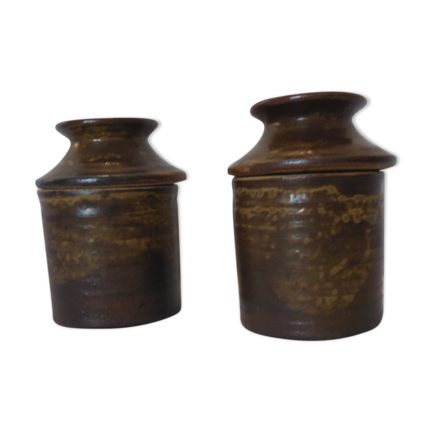 2 pots in gres with signed lid