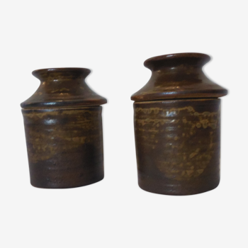2 pots in gres with signed lid