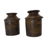 2 pots in gres with signed lid