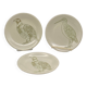 Trio d’assiettes plates vintage, Longchamp, bécasse faisan