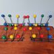 Vintage wall coat rack with 8 hooks in metal and wood (4 available), 1960s