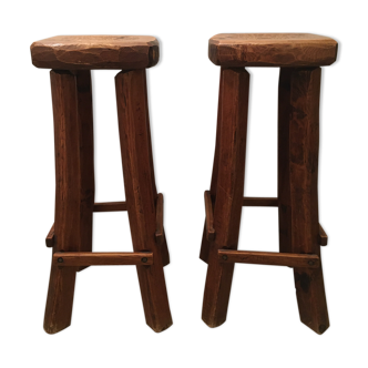 Pair of bar brutalist stool, circa 1950