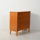 Scandinavian 1950s birch chest of drawers with brass handles