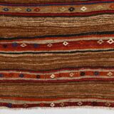 Red & Brown Pinstriped Style Vintage Kilim Rug, 142x182Cm