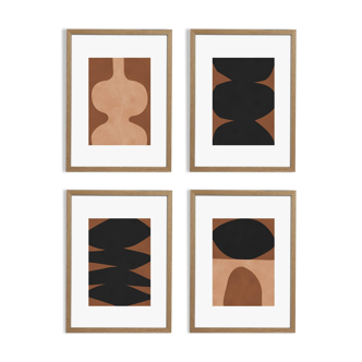 4 Paintings in brown tones 21 x 29.7 cm