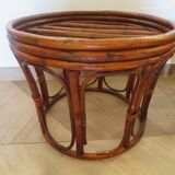pretty pair of 2 bamboo and rattan stools with cushions - 80s - Vintage - set of 2