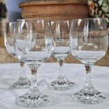 Vintage 10 Large Crystal Glasses - Engraved Logo - Cut Stem - Very Heavy