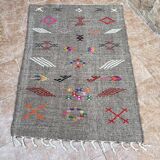 Moroccan Flat Woven Kilim Rug - Small Berber Kilim Rug - Woven Tribal Moroccan Patterns