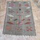 Tapis Kilim tissé à plat marocain - Petit tapis berbère Kilim - Motifs marocains tribaux tissés