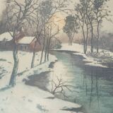 Old wooden frame of a watercolor