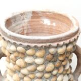 Terracotta and shell jar with handles for the terrace