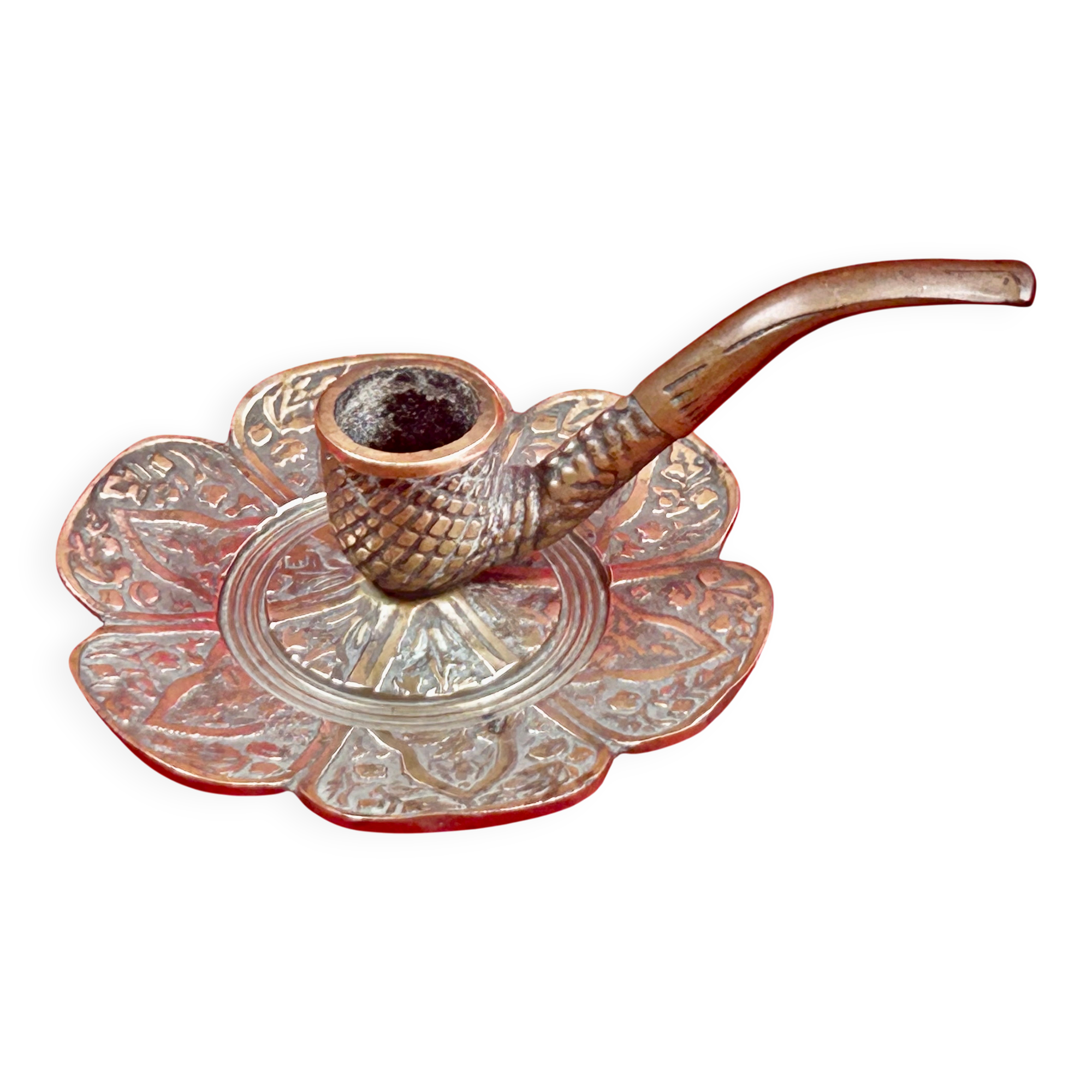 antique hand candlestick known as a rat of the cellar in bronze art Pipe