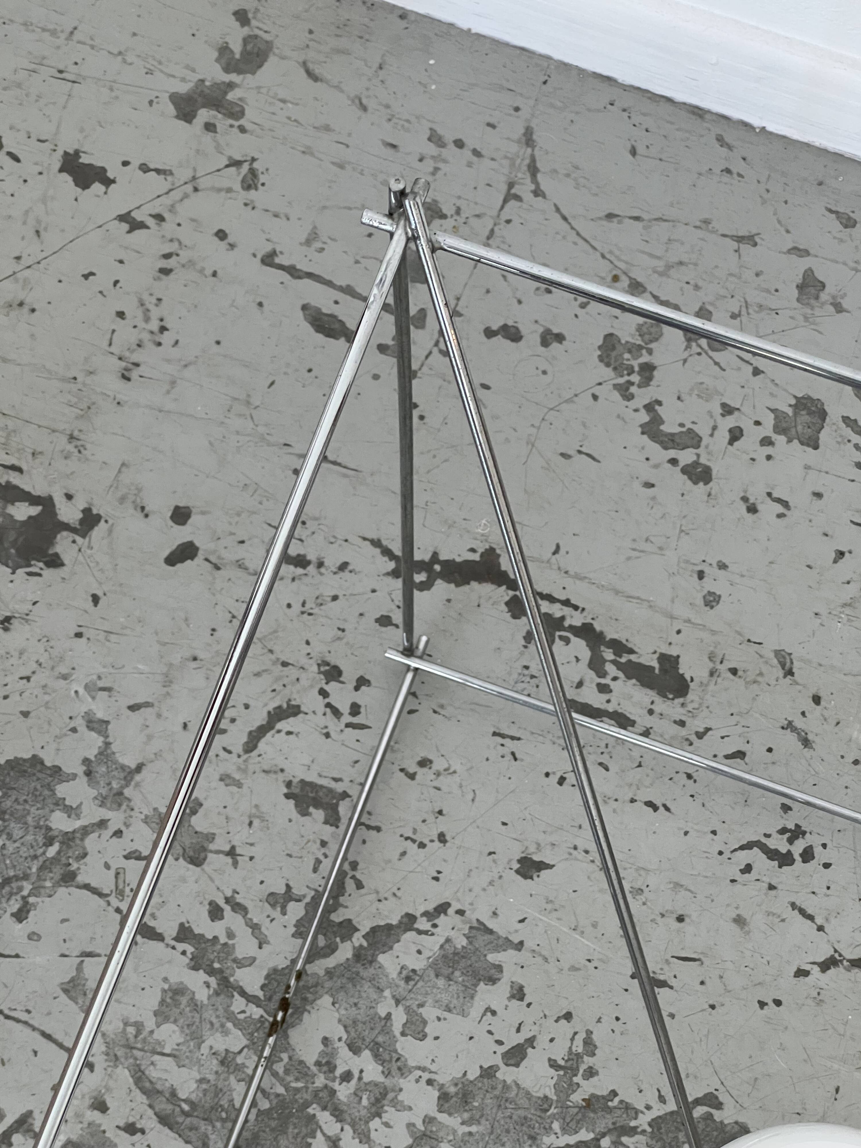 Side table in chromed metal and glass 70s