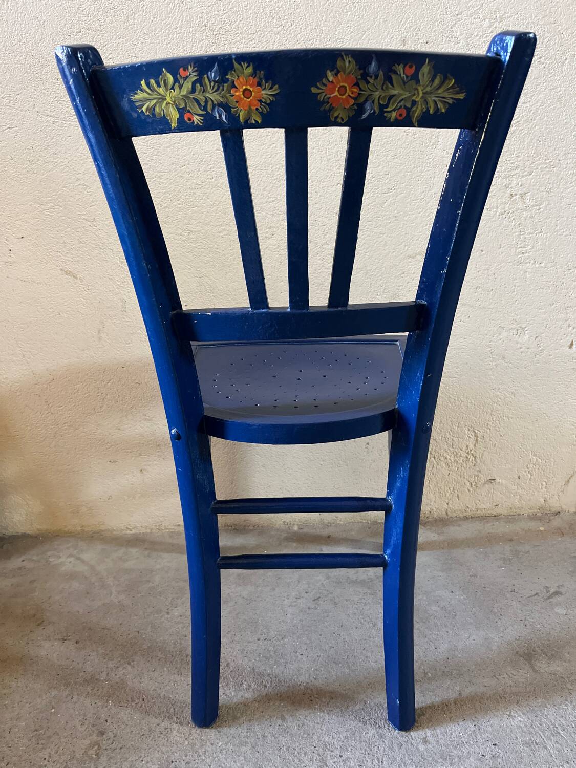Antique bistro chair painted in midnight blue