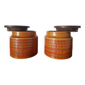 Lot de 2 pots vintage avec couvercle