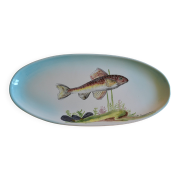 Paulette Quinson ( 1899-1984 ) Marseille Plat à poisson signé 55x26 cm