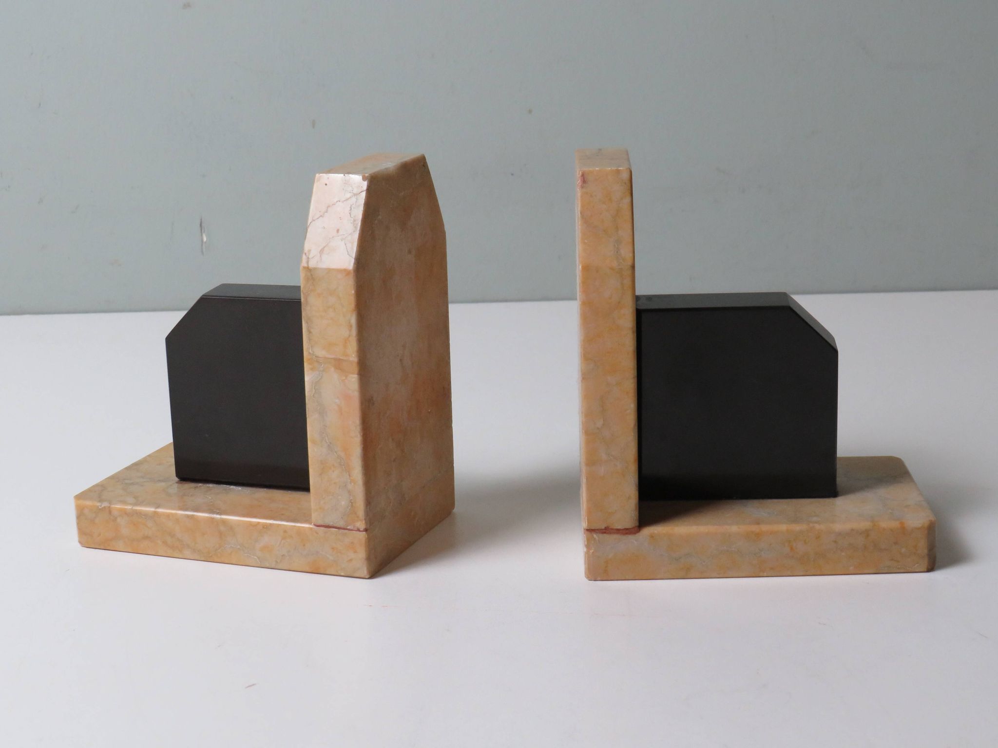 Pair of marble bookends, Belgium early 20th century