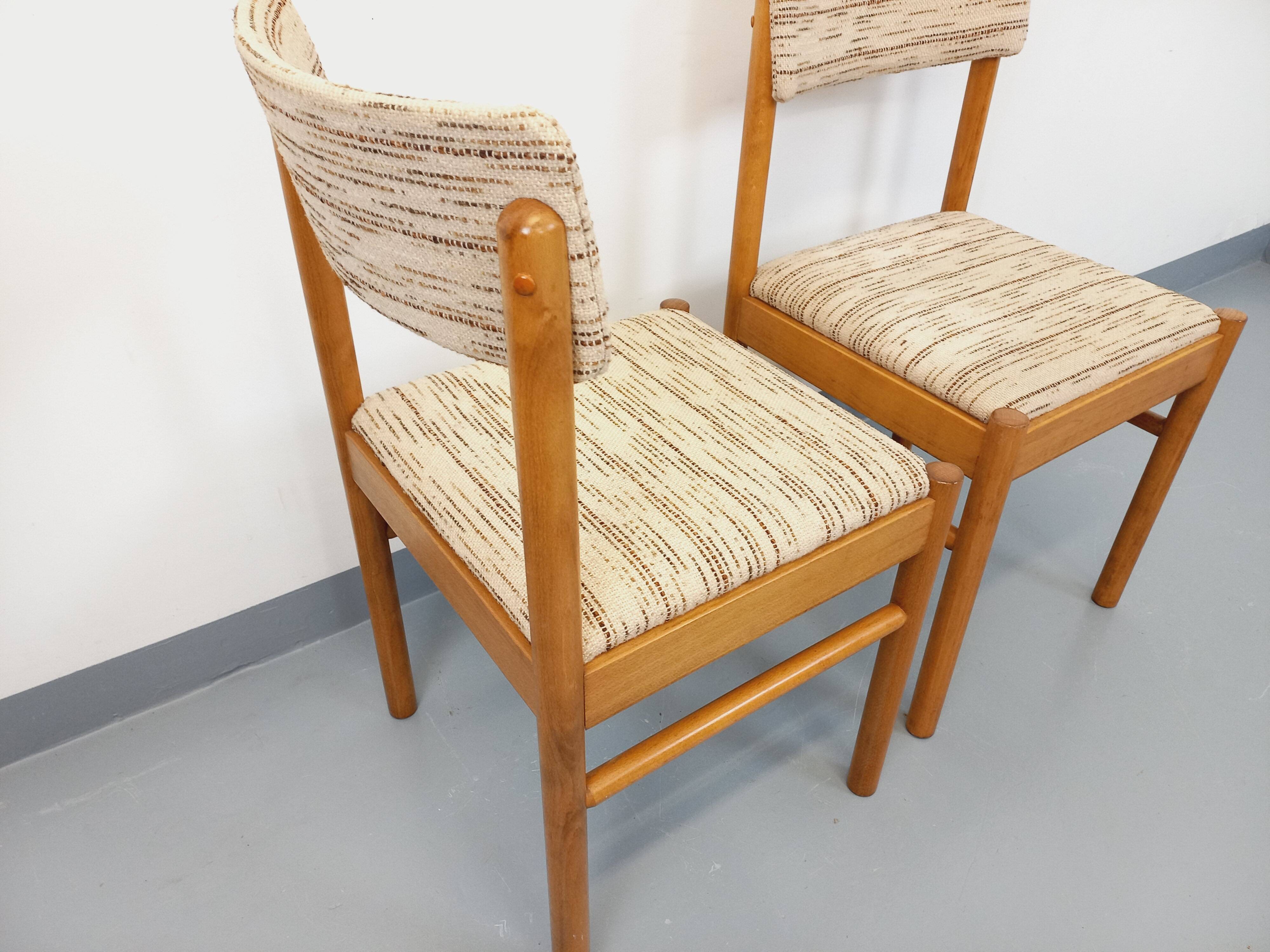Pair of vintage Baumann chairs in wood and fabric from the 70s