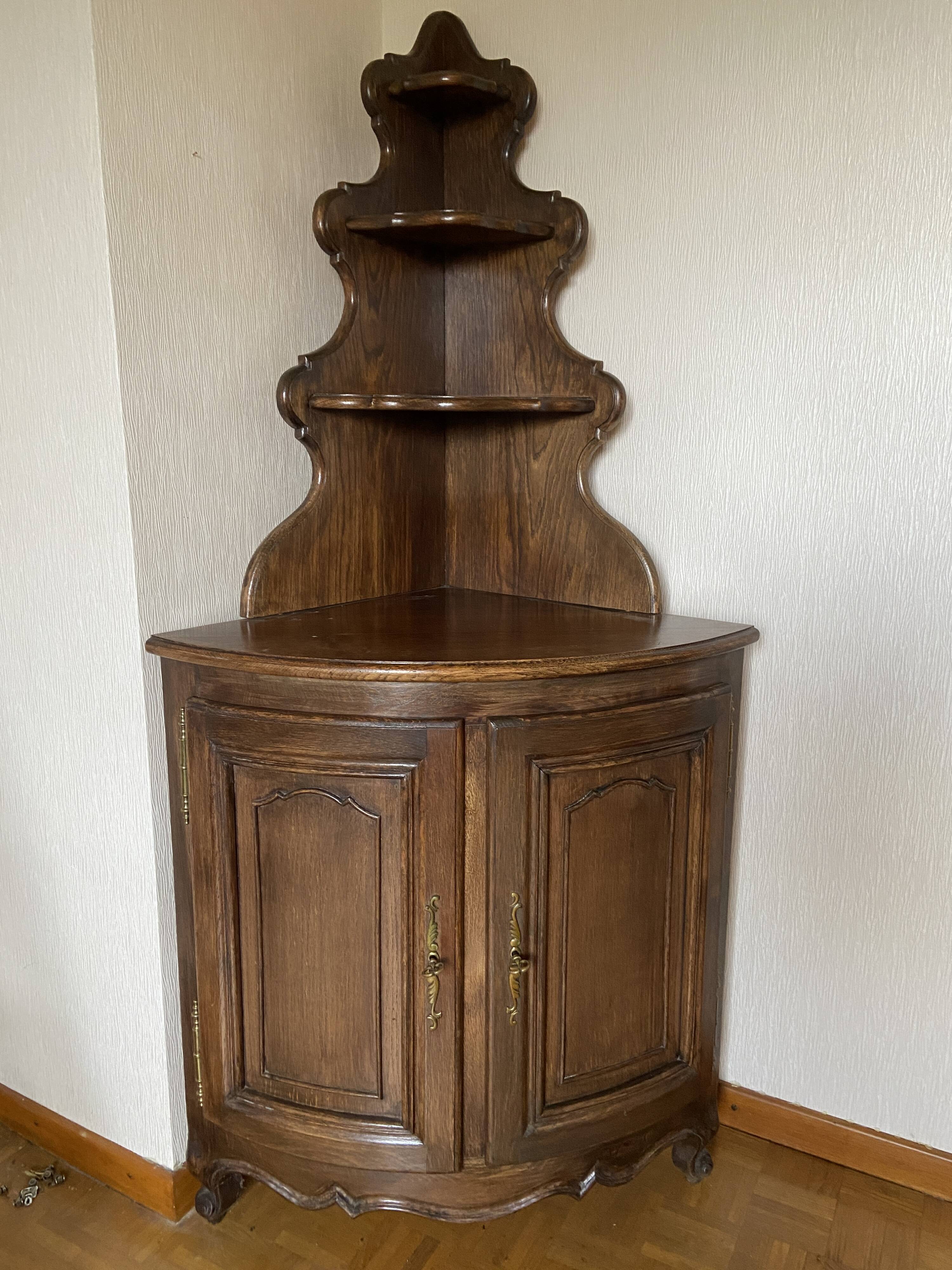 Corner neo louis xv oak corner furniture french vintage mid century alsatian alsace