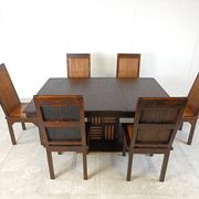 Mid-century bamboo high back dining chairs with table, 1960s