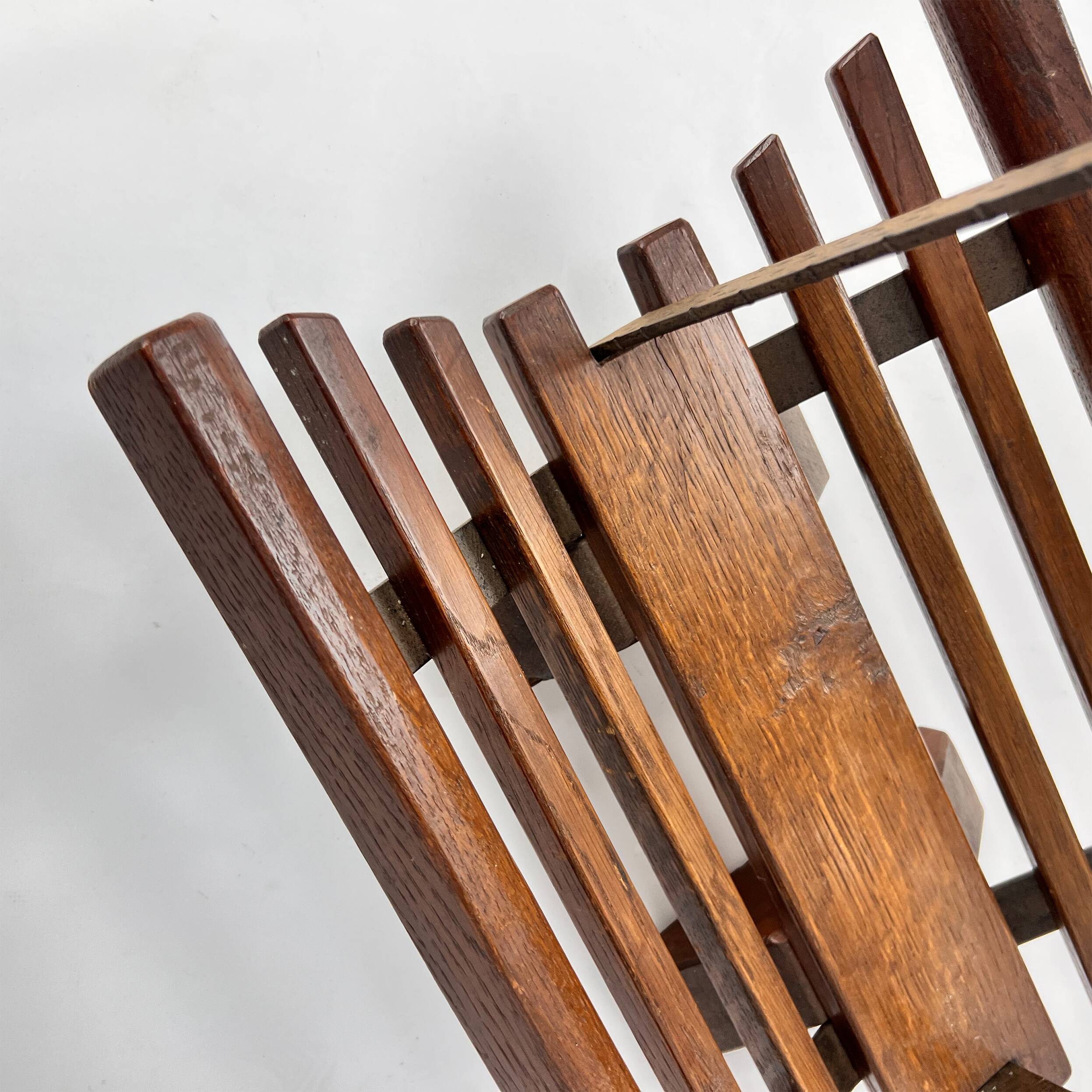 Modernist Oak Magazine Rack, 1970s