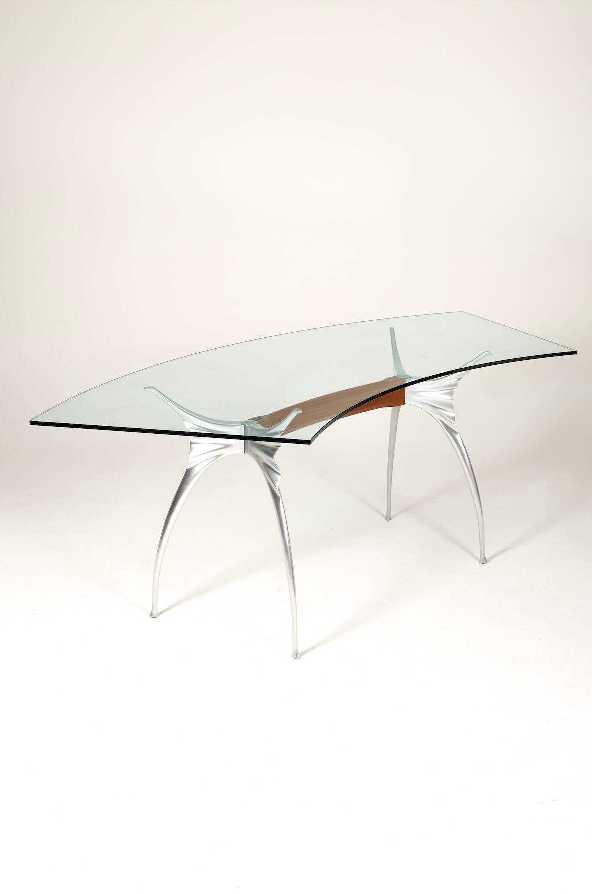 Bernard Dequet glass and aluminium desk for Protis, 1980s