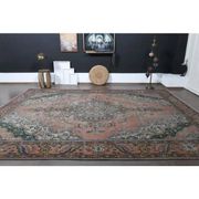 1970s Vintage Persian Handmade Wool Orange Oversized Area Rug 284x385