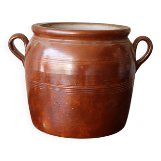 Large antique glazed stoneware pot