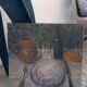 Oil painting. Still life with wine bottle