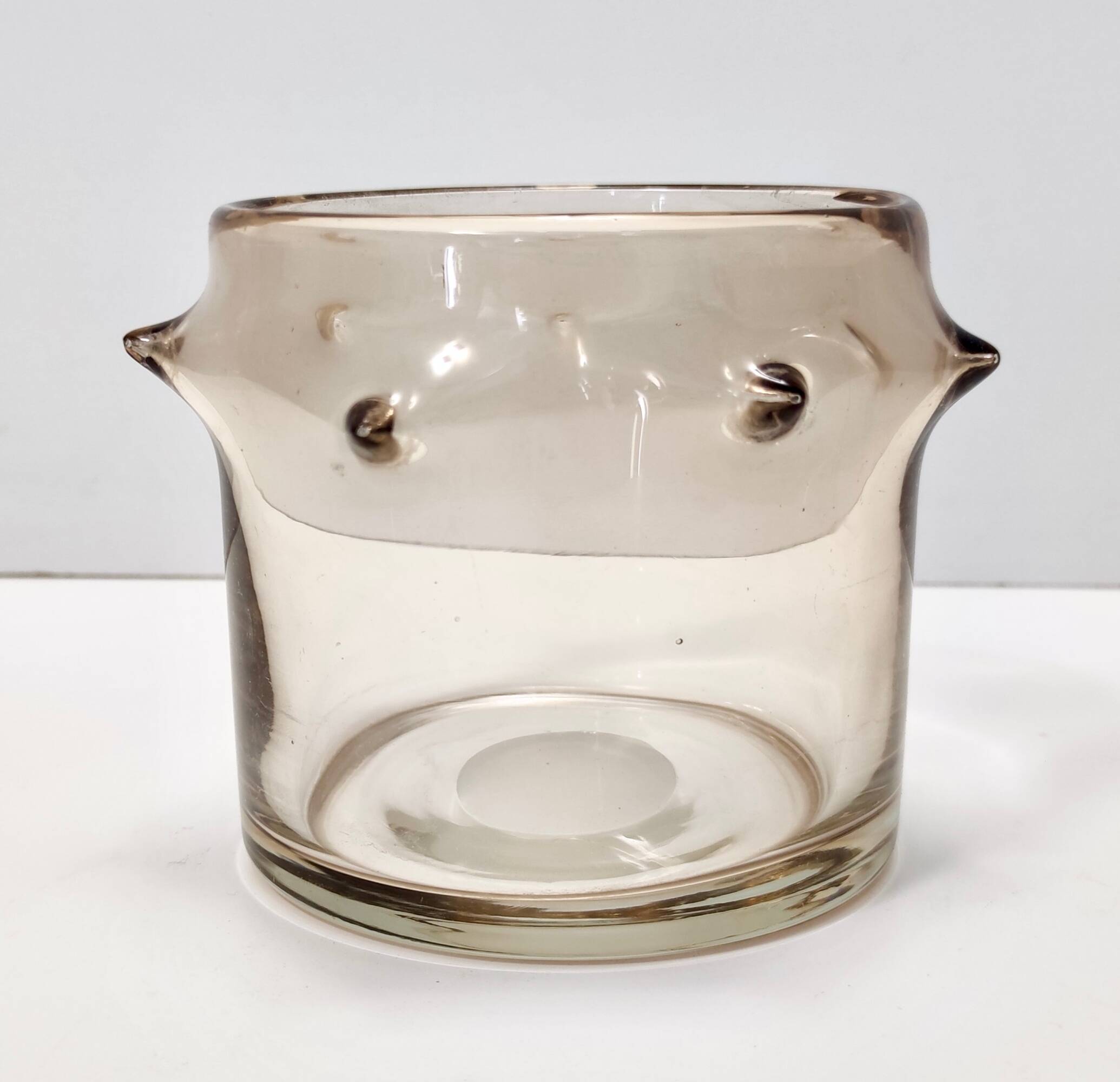 Amber Murano Glass Vase with Bugne Ascribable to Ercole Barovier, Italy