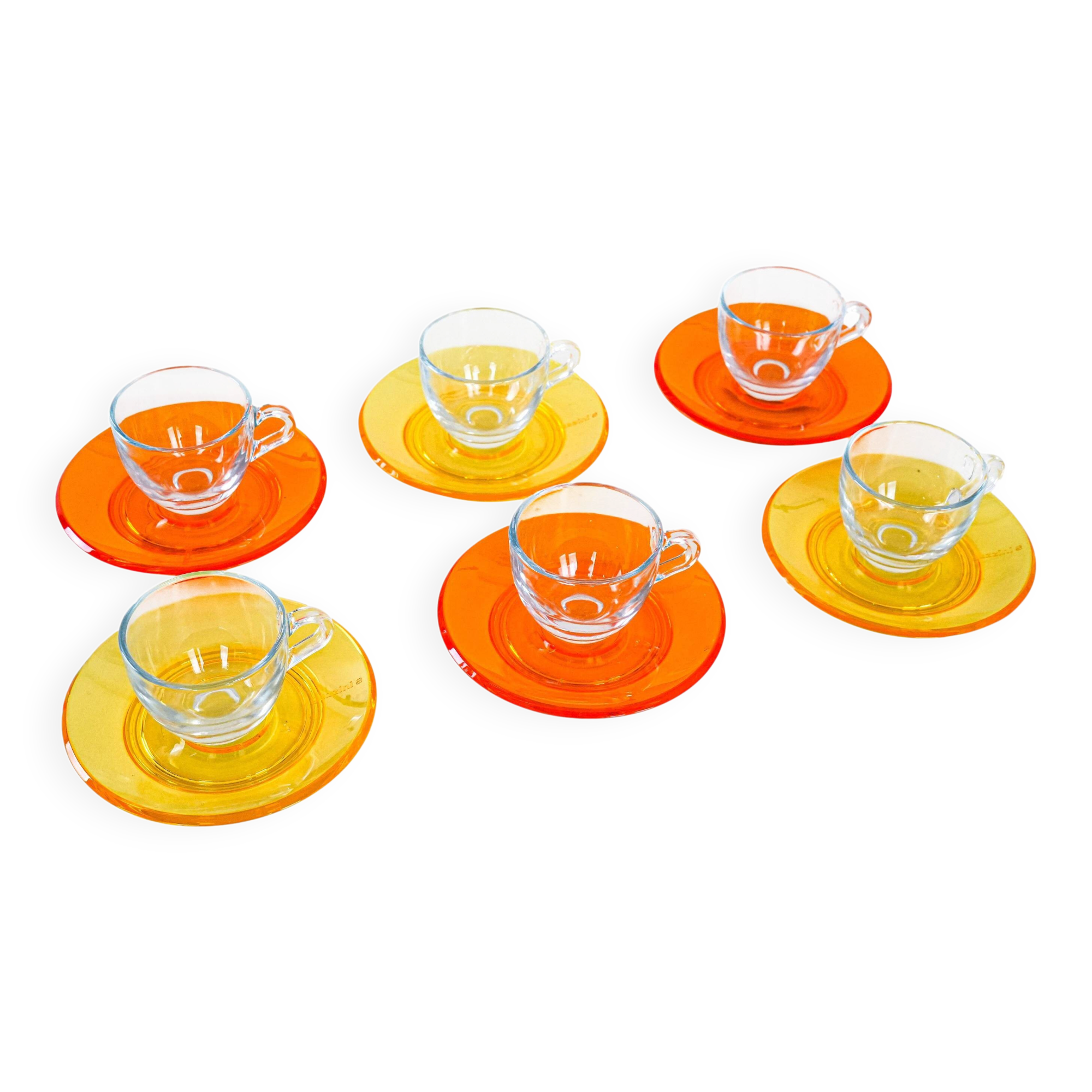 Set of glass cups, Italian design, 1970s, manufactured by Fratelli Guzzini