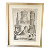 Gravure encadrée architecture, XVIIIème siècle